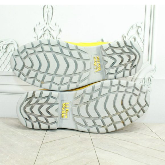 LL Bean Wellies Yellow Rubber Slip On Rugged Waterproof Rain Boots Size 8 M - Picture 9 of 9